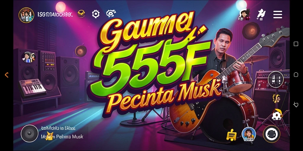 Screenshot gameplay 555F menunjukkan pemain mengikuti irama musik.