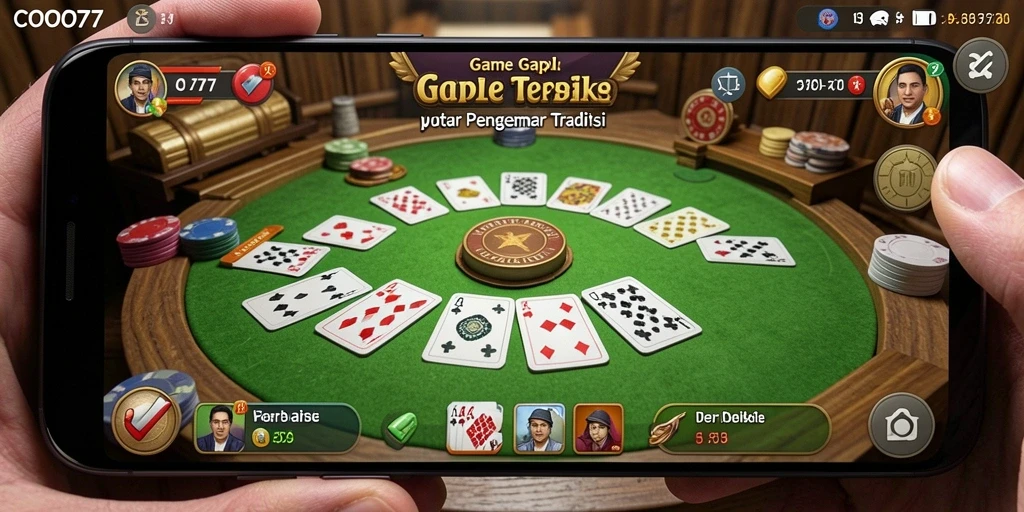 Tampilan gameplay seru dari COO77 yang menampilkan kartu Gaple.