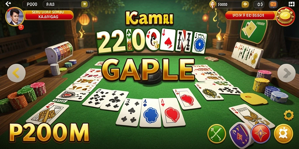 Screenshot gameplay P200M menampilkan suasana seru saat bermain Gaple.