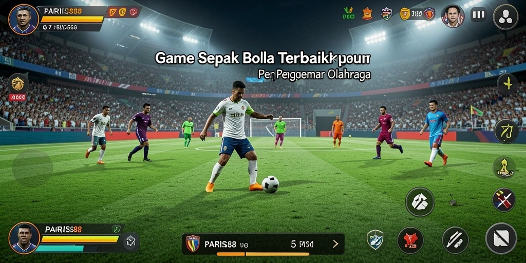 Tampilan gameplay dinamis dalam <strong>PARIS88</strong> yang penuh aksi sepak bola.