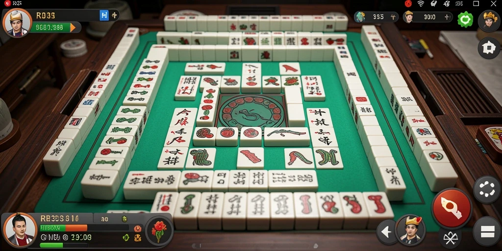 Screenshot gameplay RR33 menampilkan aksi seru permainan Mahjong.